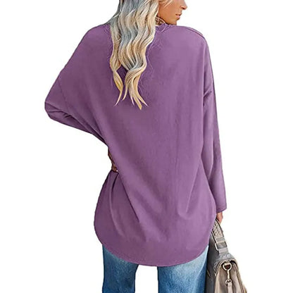 HOT SALE-WOMENS LOOSE FASHION V-NECK TOP SHORT & LONG OPTION