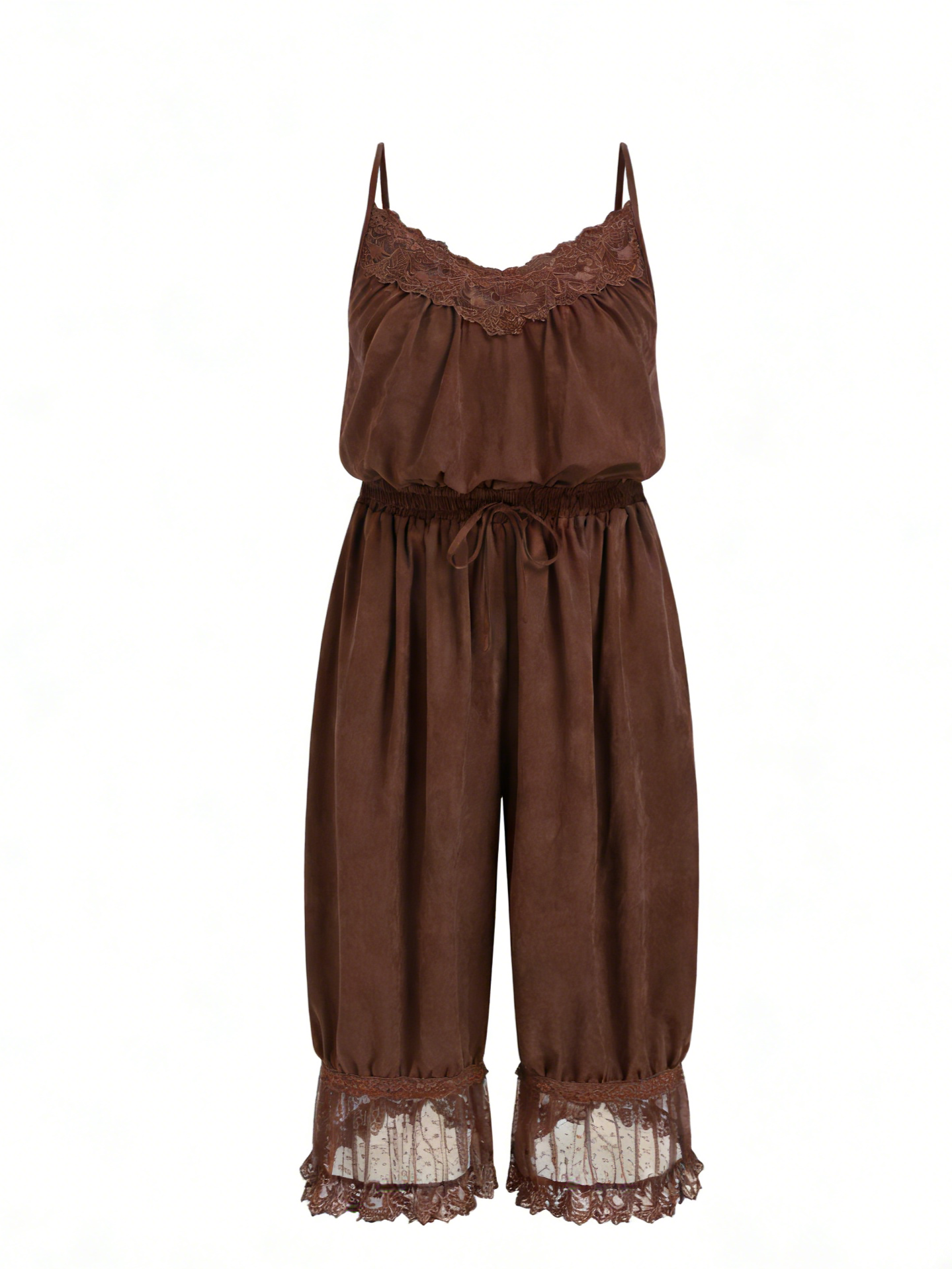 2026 NEW TREND-Women's Lace Camisole Jumpsuit with Cropped Trousers