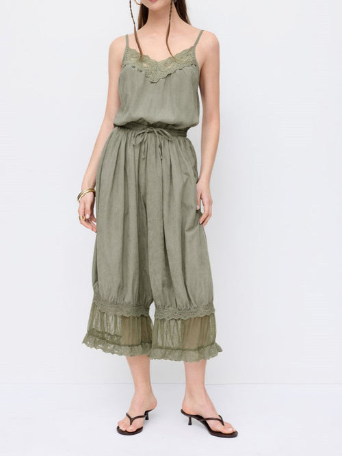 2026 NEW TREND-Women's Lace Camisole Jumpsuit with Cropped Trousers