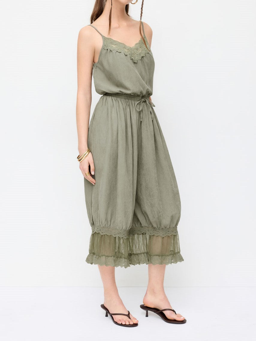 Women's Lace Camisole Jumpsuit with Cropped Trousers