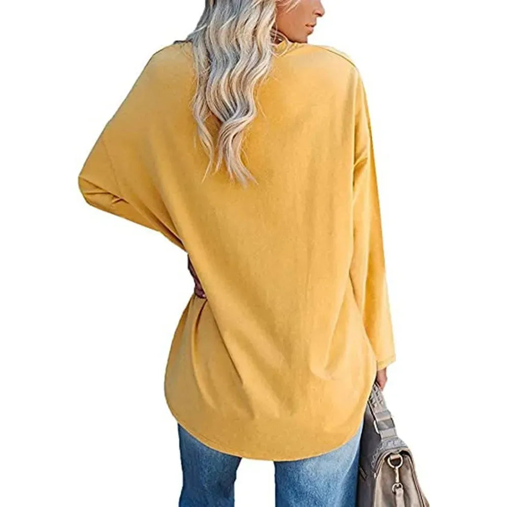 HOT SALE-WOMENS LOOSE FASHION V-NECK TOP SHORT & LONG OPTION