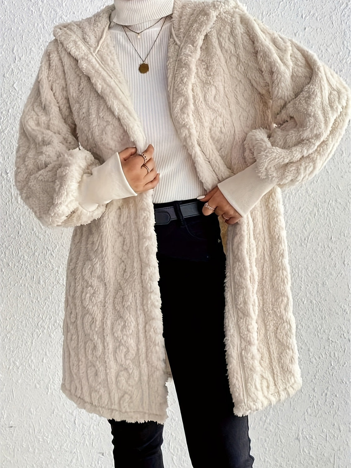 Women's Plush Fleece Soft Midi-Length Jacket with Pockets (Buy 2 Free Shipping)
