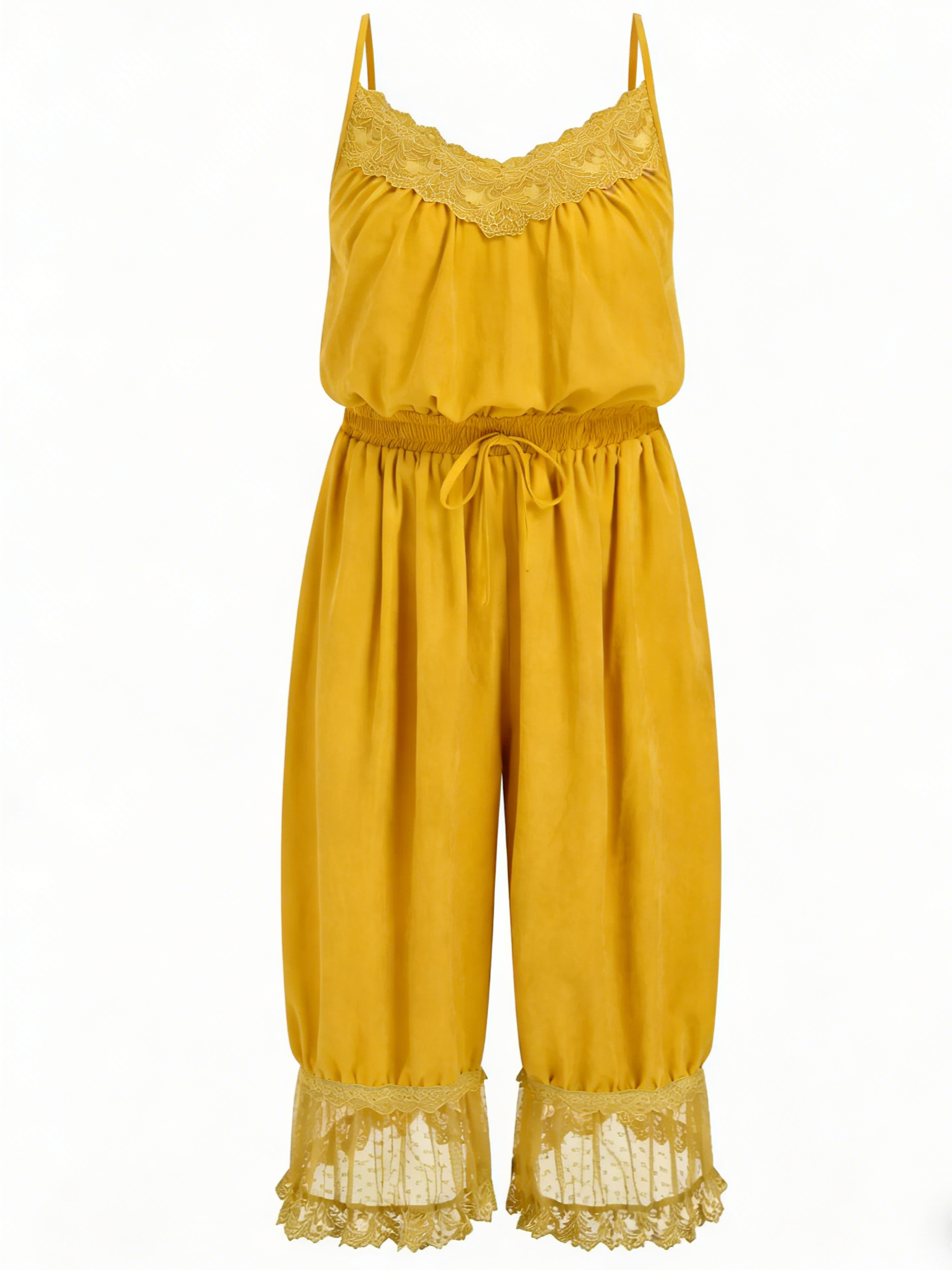 2026 NEW TREND-Women's Lace Camisole Jumpsuit with Cropped Trousers