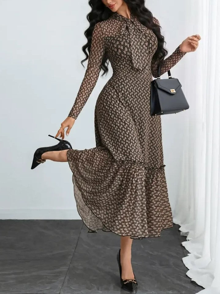 Women's Vintage Polka Dot Sheer Mesh Office Siren Dress