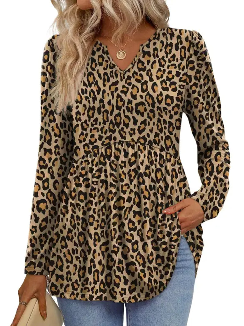 Women V Neck Babydoll Peplum Tunic Blouse