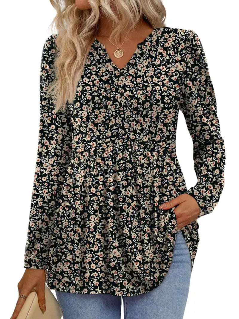 Women V Neck Babydoll Peplum Tunic Blouse
