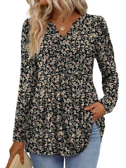 Women V Neck Babydoll Peplum Tunic Blouse