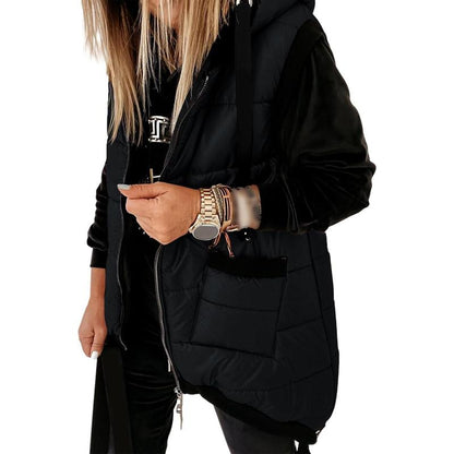 2026 Women's Hooded Outwear Vest Lightweight Zipper Up Padded Gilet With Pockets