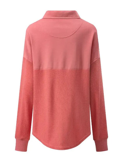 Women's Half Zip Waffle Knit Pullover Top