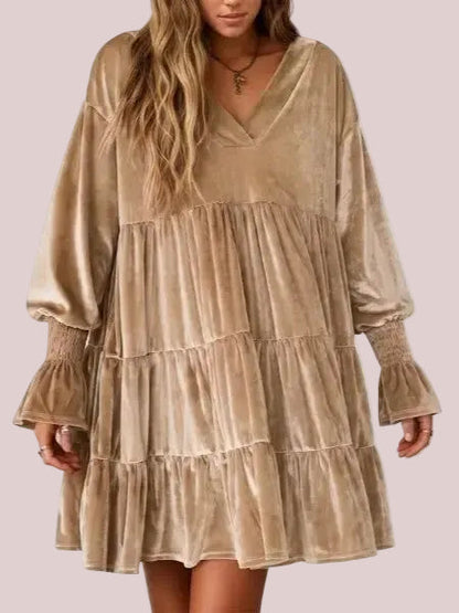 Women's Soft Elegant Velvet Oversized Babydoll Dress