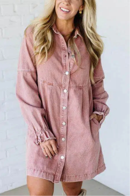 Vintage Washed Denim Shirt Dress