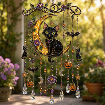 Halloween Stained Glass Suncatcher Wind Chime 🎃