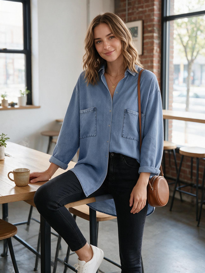 Oversized Washed Denim Shirt
