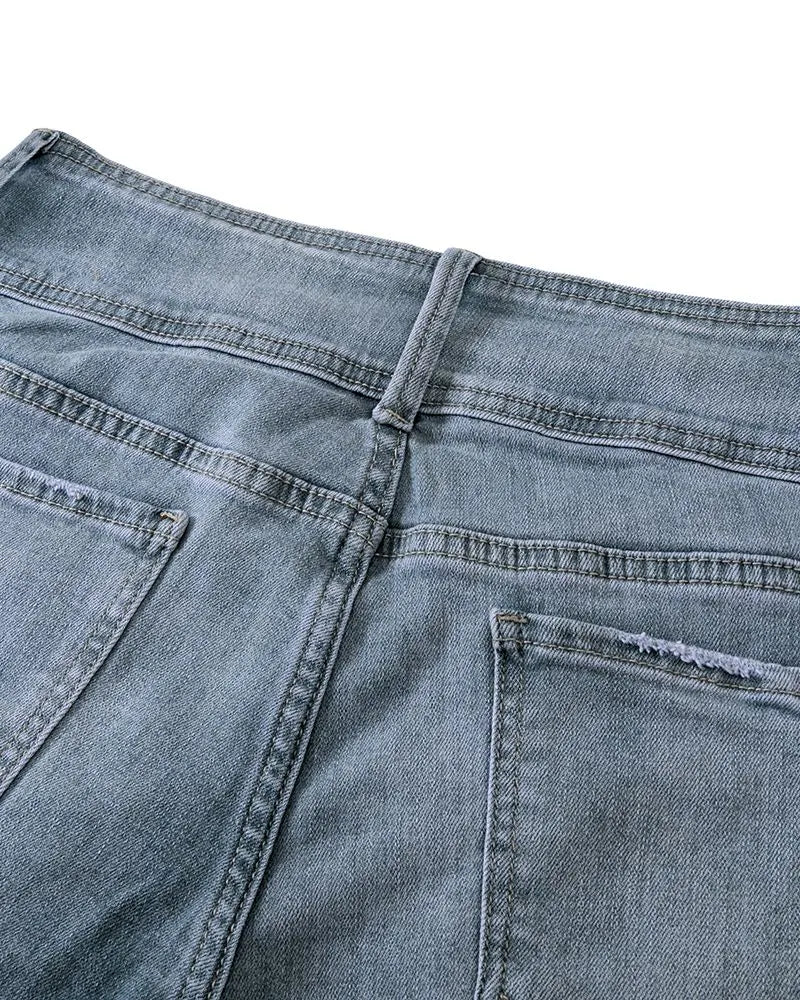 VINTAGE BUTTON SIDE DESIGN MID WAIST STRETCH FLARE JEANS(Buy 2 Free Shipping)