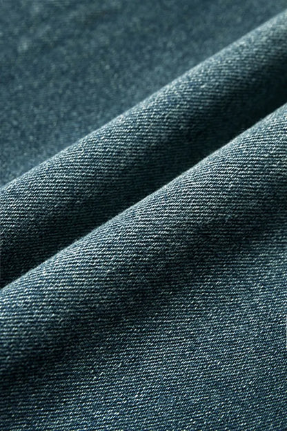 Midiross Washed Raw Hem Mid Waist Straight Leg Jeans(buy 2 free shipping)