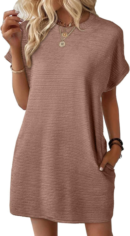 🔥Women's Lightweight Summer Short Sleeve Dress with Pockets