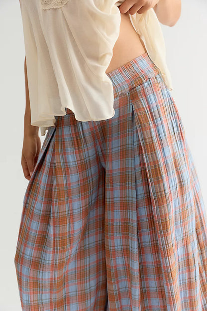 Boho Relaxed Fit Plaid Balloon Pants