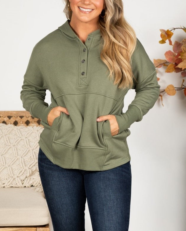 Women's Oversized Half Button Hoodie (Buy 2 Free Shipping)