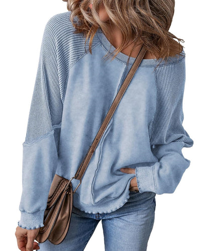 Women's  Reverse Seam Waffle Knit Sweatshirt (Buy 2 Free Shipping)