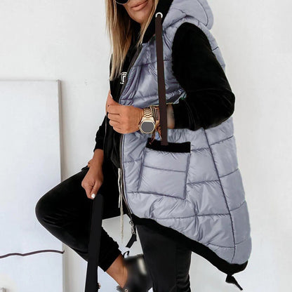 2026 Women's Hooded Outwear Vest Lightweight Zipper Up Padded Gilet With Pockets