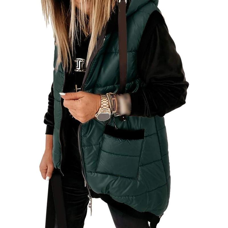 2026 Women's Hooded Outwear Vest Lightweight Zipper Up Padded Gilet With Pockets