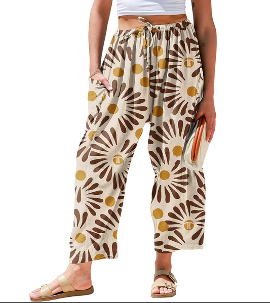 Women's Summer Casual Loose Drawstring Harem Pants with Belt and Pockets