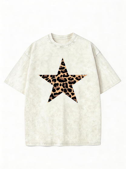Leopard print star short-sleeved shirt（BUY 2 FREE SHIPPING)