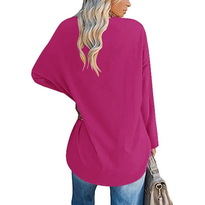 HOT SALE-WOMENS LOOSE FASHION V-NECK TOP SHORT & LONG OPTION