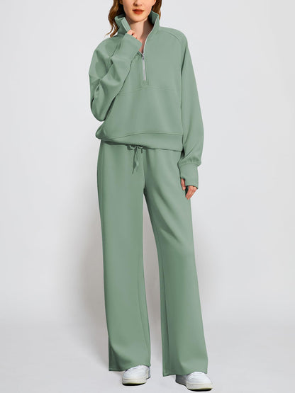 Women's Oversized Half Zip 2 Piece Sweatsuit Set (Buy 2 Free Shipping)