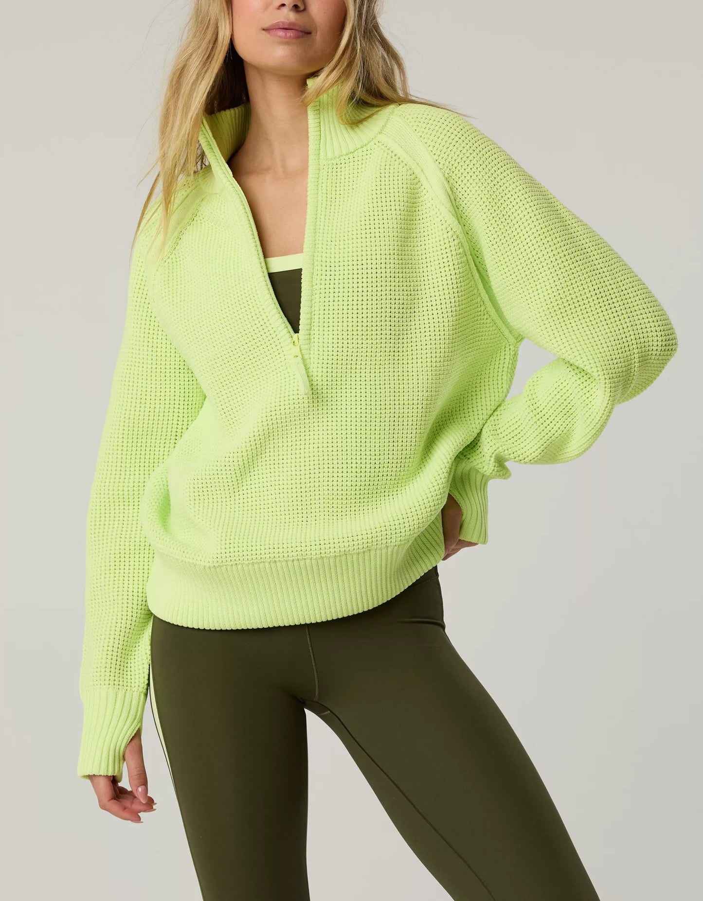 Women's quarter-zip waffle sweater