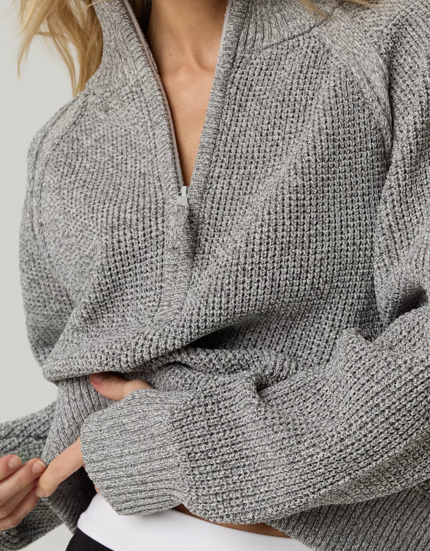Women's quarter-zip waffle sweater