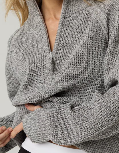 Women's quarter-zip waffle sweater