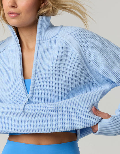 Women's quarter-zip waffle sweater
