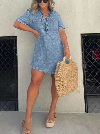 100% Tencel/Lyocell Material Silk Feeling Womens Washed Shirt Dress(Buy 2 Free Shipping)