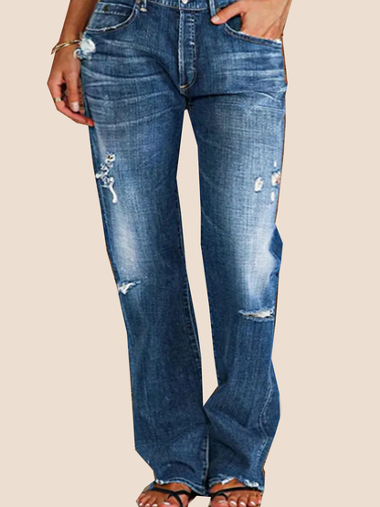 🔥🔥🔥🔥Ripped Low Waist Straight Leg Jeans(Buy 2 Free Shipping)