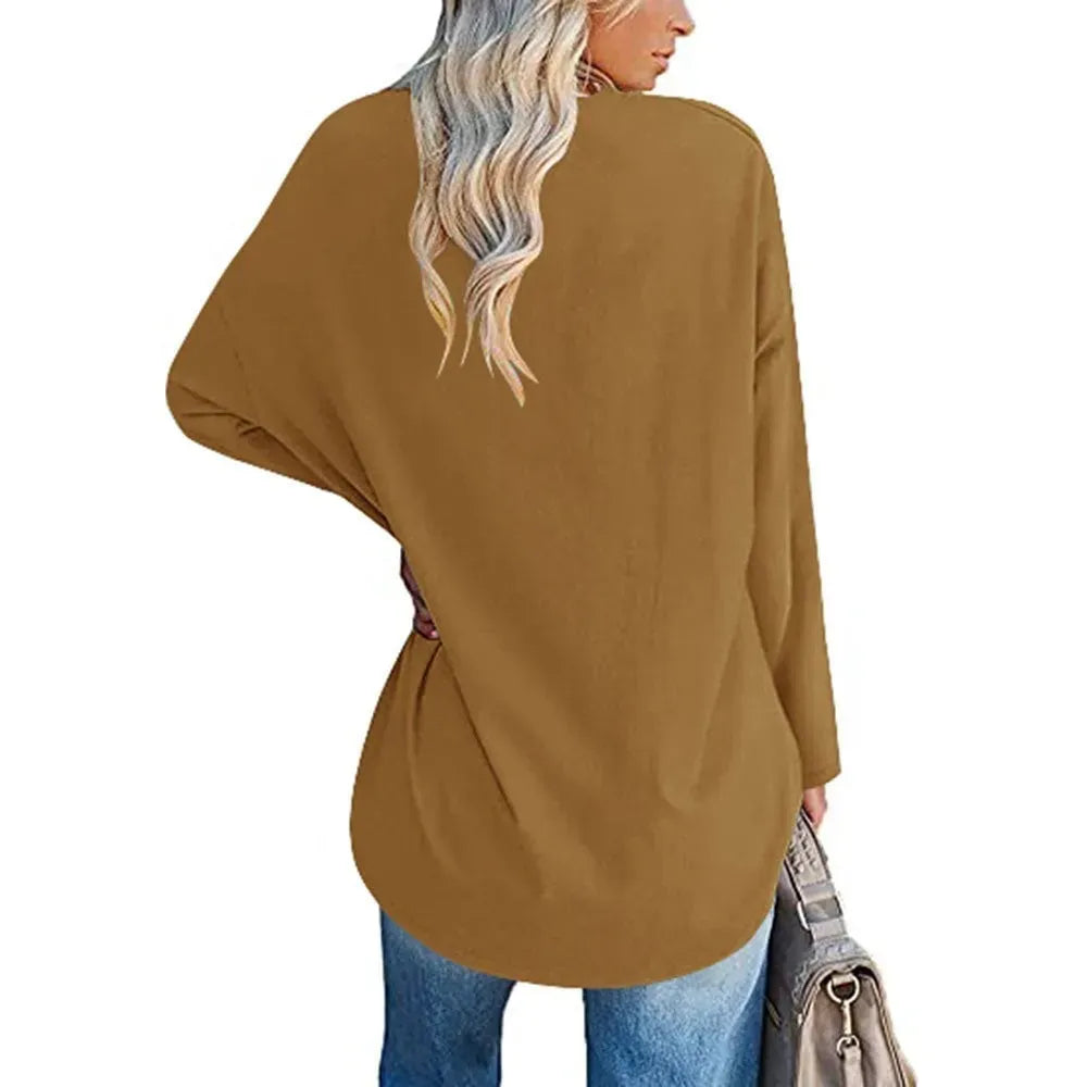 HOT SALE-WOMENS LOOSE FASHION V-NECK TOP SHORT & LONG OPTION