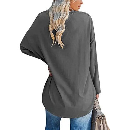 HOT SALE-WOMENS LOOSE FASHION V-NECK TOP SHORT & LONG OPTION