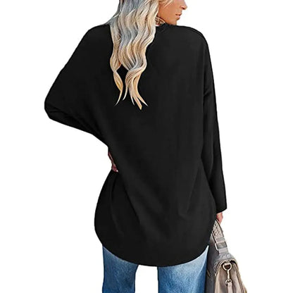 HOT SALE-WOMENS LOOSE FASHION V-NECK TOP SHORT & LONG OPTION