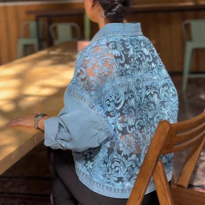 ✨2026 New Fashion - Casual Lace-Trimmed Denim Jacket