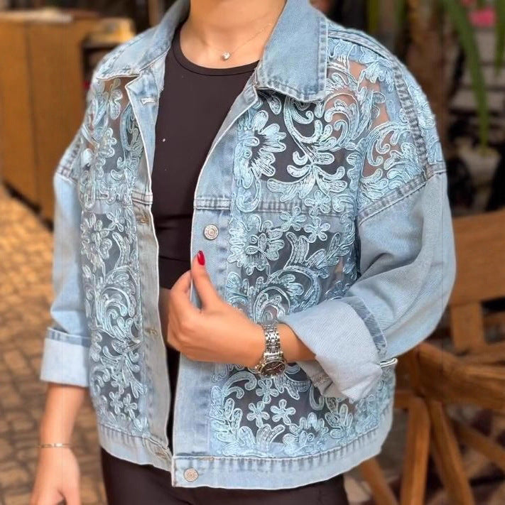 ✨2026 New Fashion - Casual Lace-Trimmed Denim Jacket