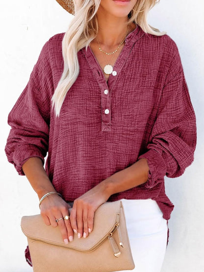 Women's Casual V-Neck Gauze Blouse (Buy 2 Free Shipping)