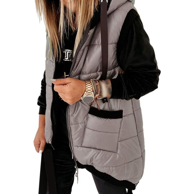 2026 Women's Hooded Outwear Vest Lightweight Zipper Up Padded Gilet With Pockets