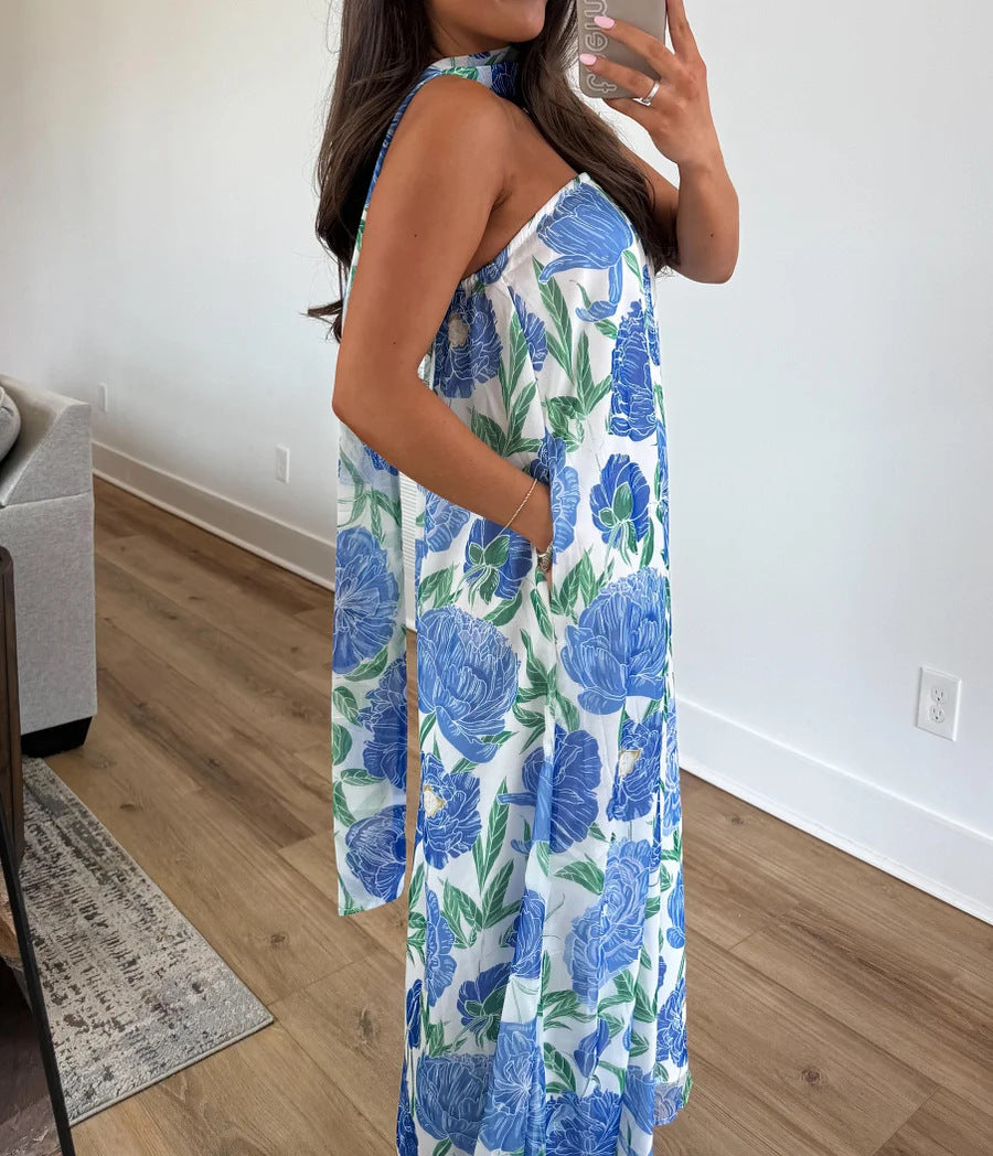 Women's Halter Neck Floral Maxi Dress