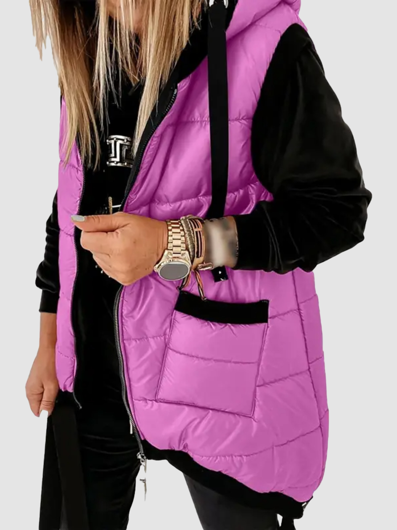 2026 Women's Hooded Outwear Vest Lightweight Zipper Up Padded Gilet With Pockets