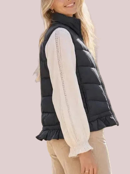 Women's Ruffle Hem Puffer Vest