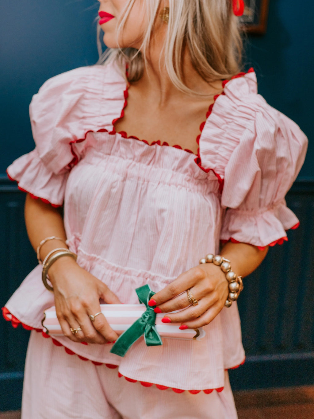 Women's Christmas Plaid Ruffle Puff Sleeve Pajamas Set (Buy 2 Free Shipping)