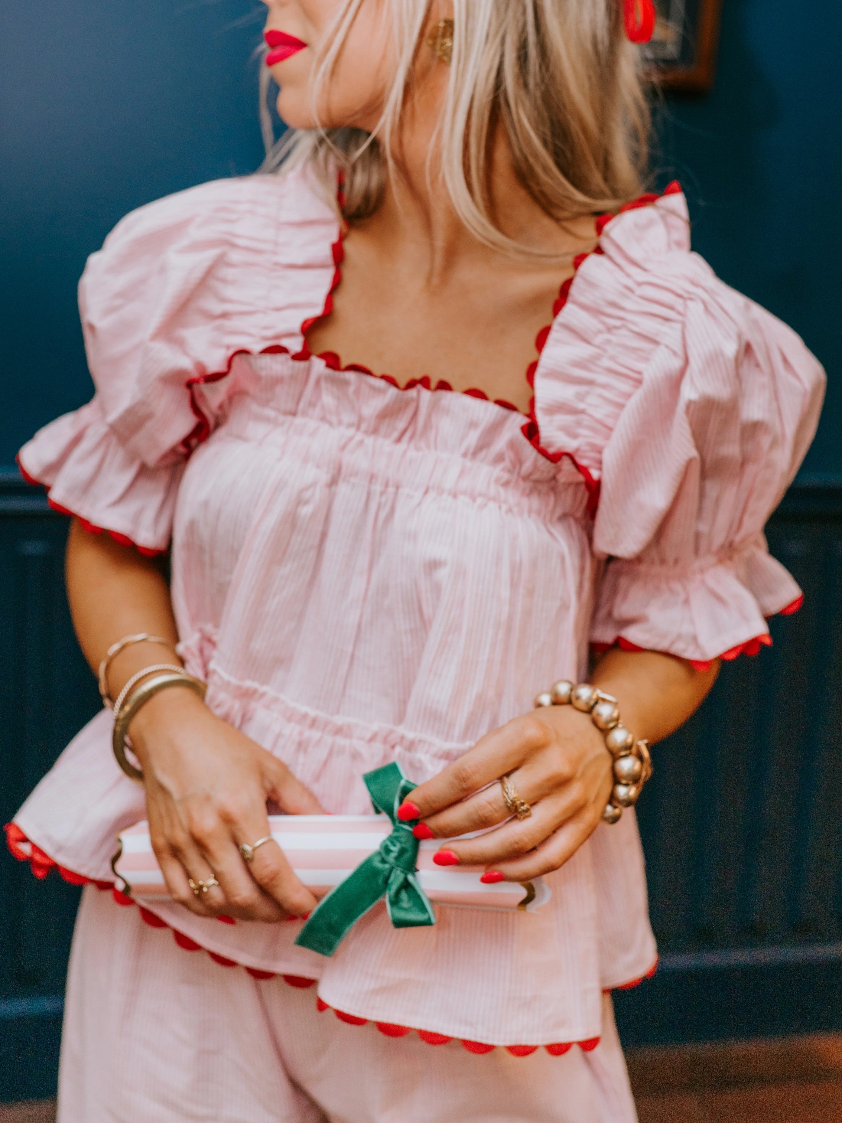 Women's Christmas Plaid Ruffle Puff Sleeve Pajamas Set (Buy 2 Free Shipping)