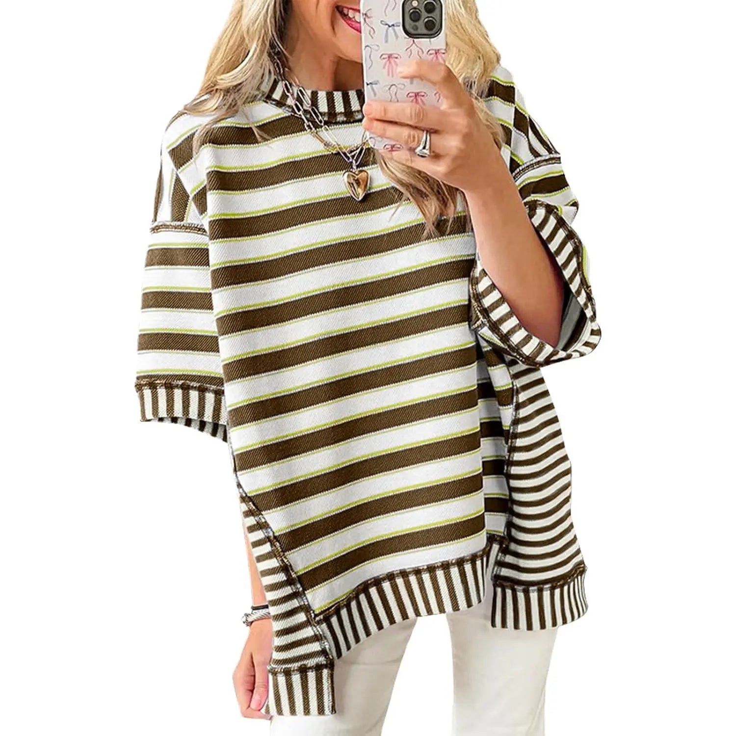 Women's Mixed Stripes Oversized T-shirt