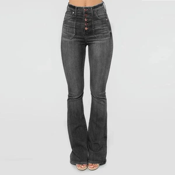 70S HIGH RISE STRETCHY BUTTONS BELL BOTTOM JEANS(Buy 2 Free Shipping)