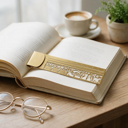 Cute Cat Hollow Brass Bookmark Ruler
